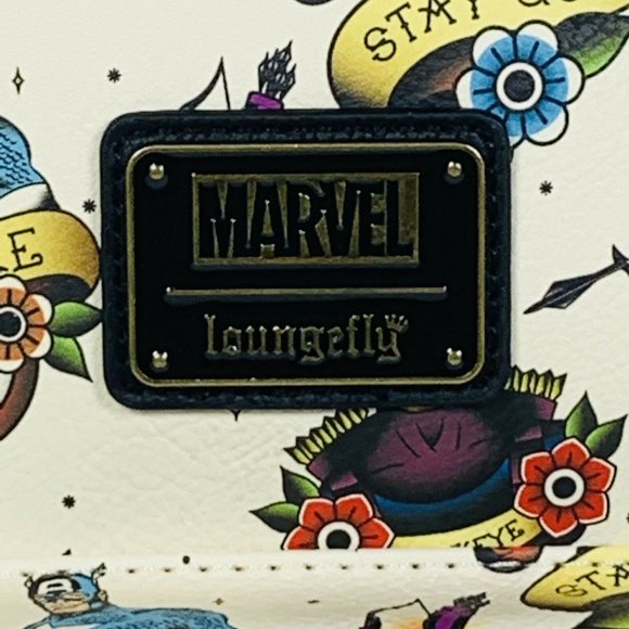 Marvel Flash Tattoo Comic Loungefly Mini Backpack IRON MAN CAPTIAN AMERICA NWT - Picture 2 of 12